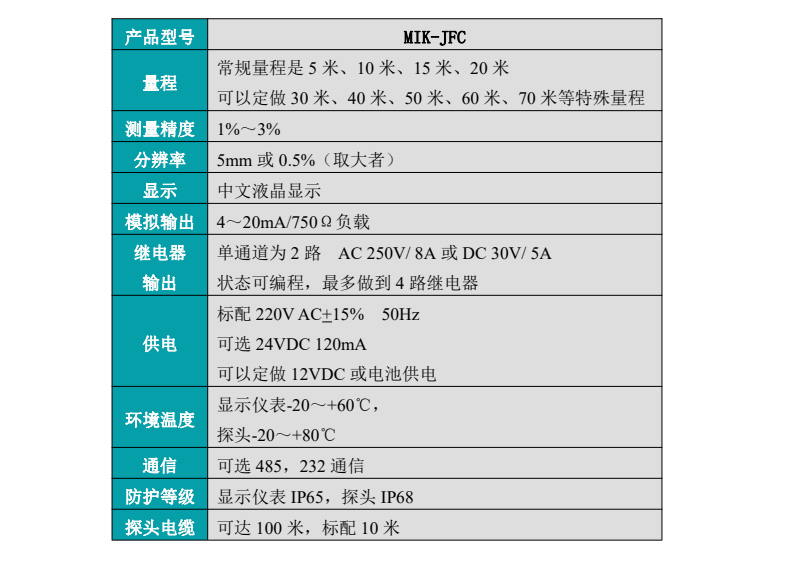 超声波泥水界面仪产品参数